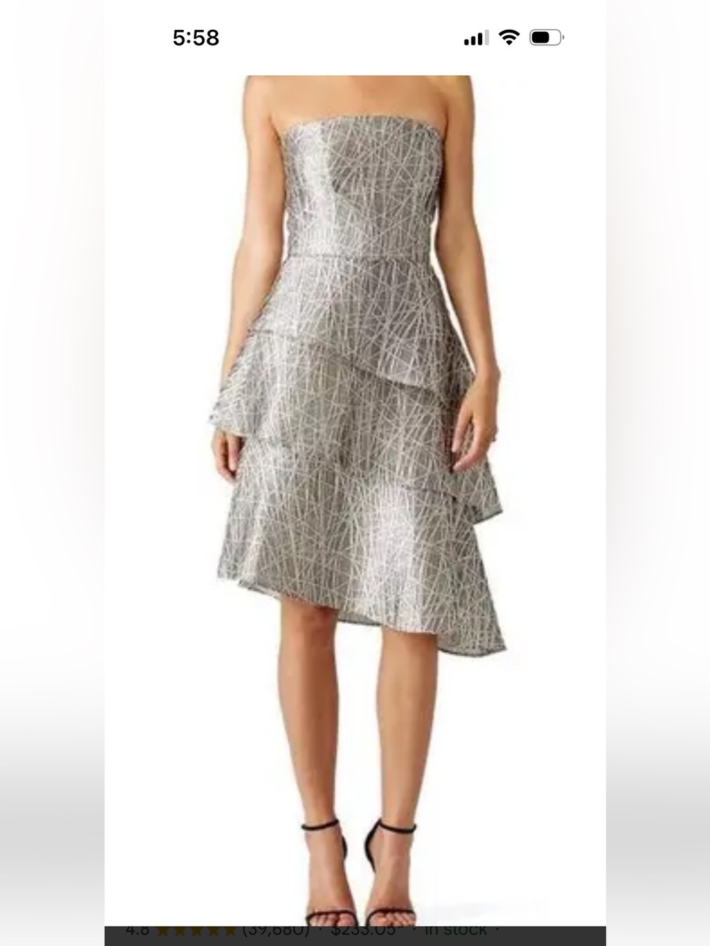 Mason hosker strapless silver Ava Maria cocktail dress size 4